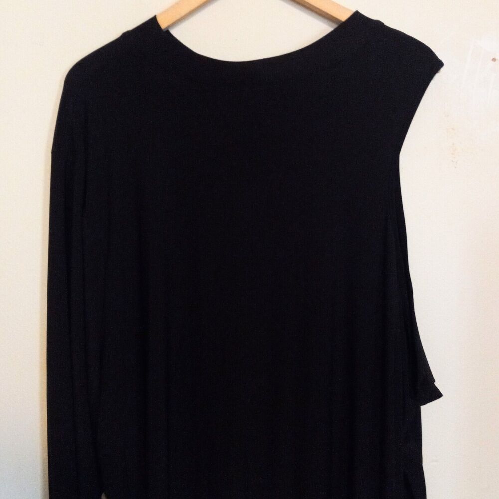 Ashley Stewart One Shoulder Midi Dress-Size 34/36-Black-Slinky-Classic-Party-NEW - Picture 6 of 9